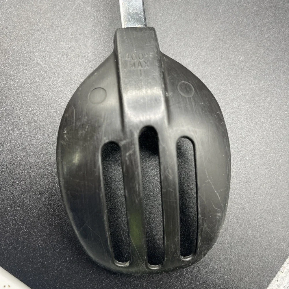 Vtg EKCO Nylon Slotted Spoon Cooking Serving Black Heat Resistant 400° F 12